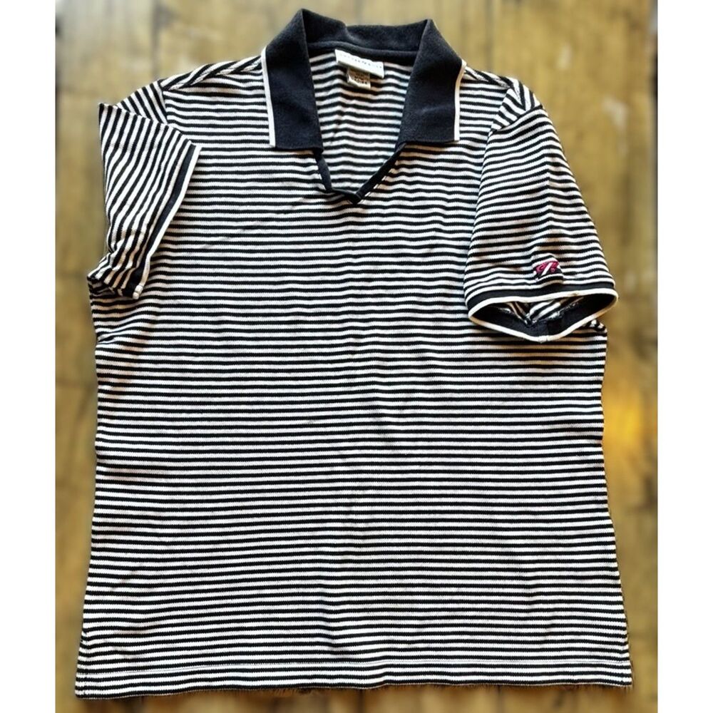 Cutter & Buck V-Neck Polo Cotton Pique Medium Golf Coastal Nautical